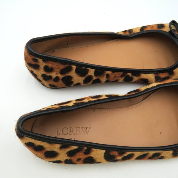 J.Crew Shoes Womens Size 7.5 Leopard Calf Hair Black Cap Toe Ballet Flats - Picture 7 of 8